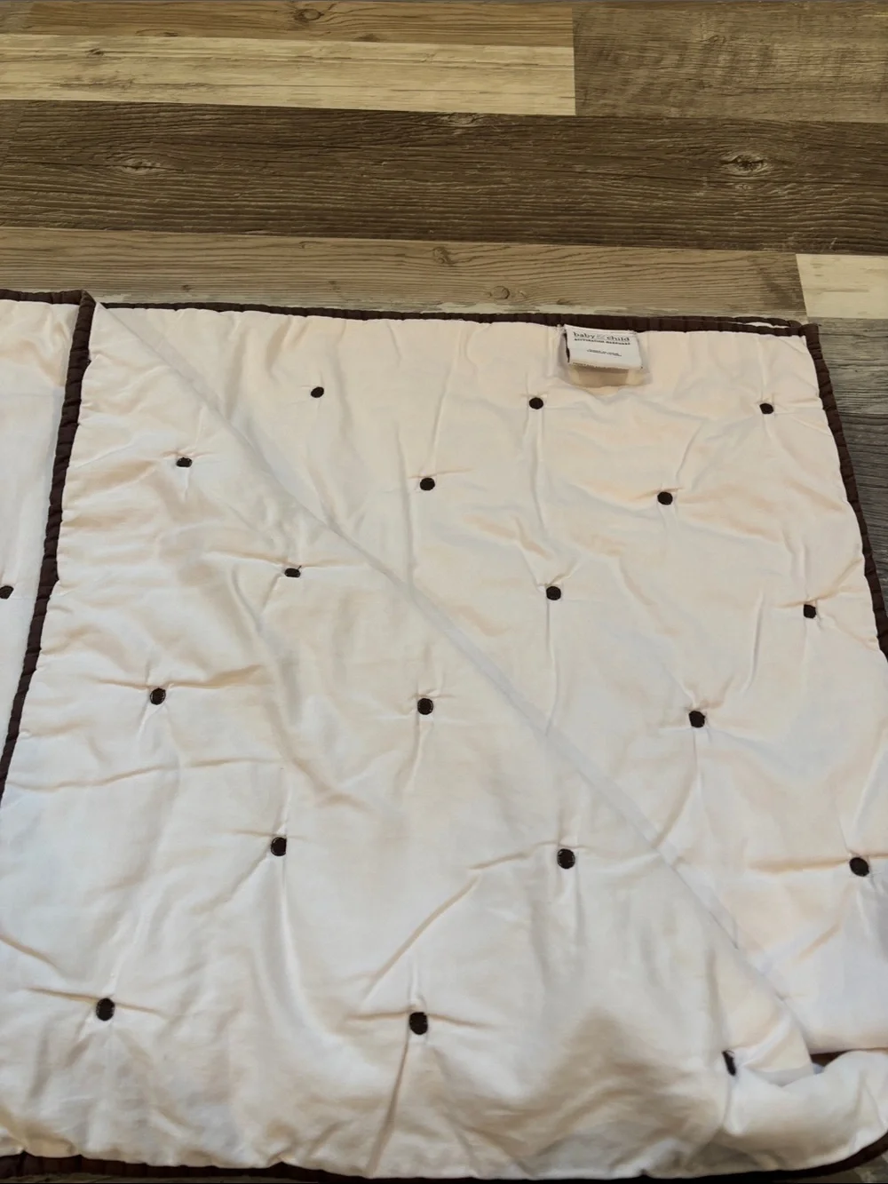Toddler Restoration Hardware Blush Pink and Chocolate Quilted Throw